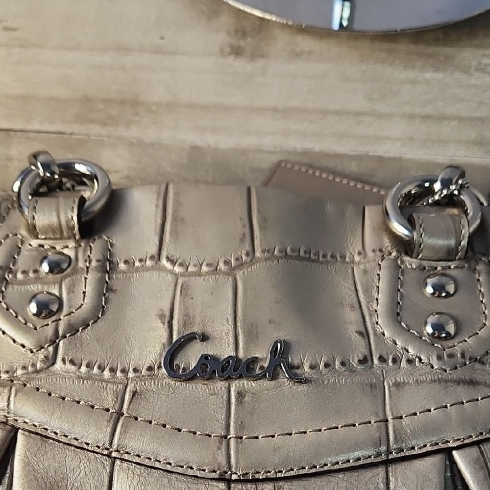 Coach Metallic Croc-Embossed Tote and Pouch Set - Picture 10 of 15